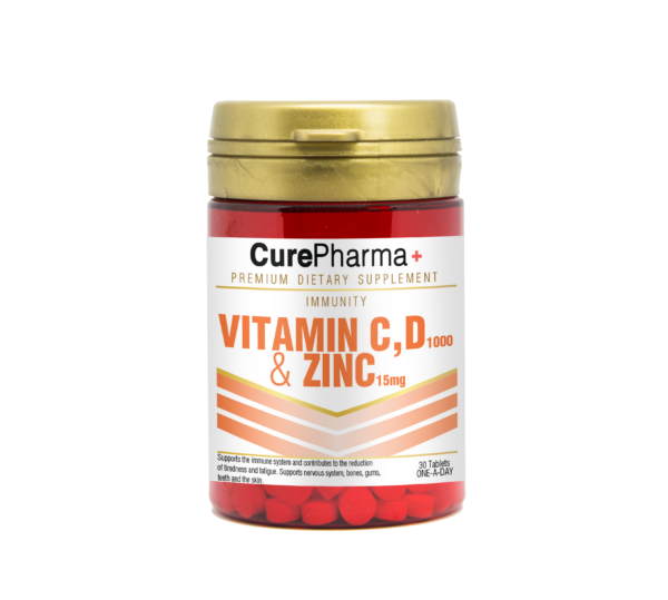 CurePharma CPI04 Vitamin C 1000mg & Zinc 15mg & Vitamin d Tablets